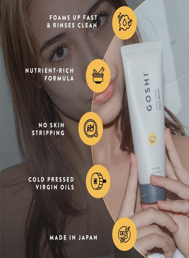GOSHI Super Vitamin Face Wash for All Skin Types 4 oz - Infused with Vitamin E, Cold-Pressed Sesame Oil, Macadamia and More Plant Extracts - Made in Japan - Image 5